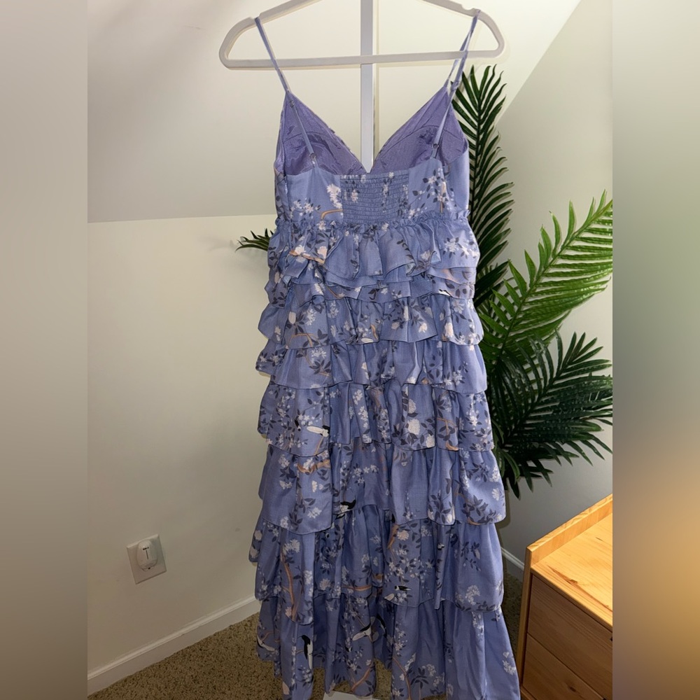 Geisha Designs Sleeveless Floral ruffle Tiered Midi Dress xs - Picture 5 of 6